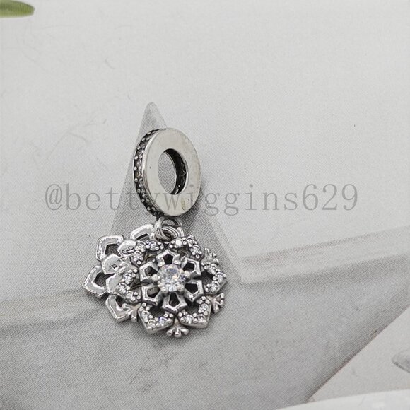 Pandora Sparkling Snowflake Double Dangle Charm - Picture 2 of 2